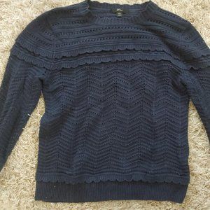 Jcrew XS NAVY Scalloped Pointelle Sweater